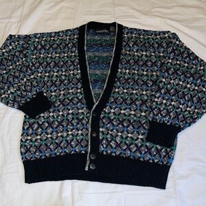 VTG Expressions International Mens Cardigan Sweater Size Large black
